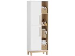 Estante De 176 Cm, 4 Prateleiras Abertas, 2 Armários, Estante Independente, Mdf, Branco