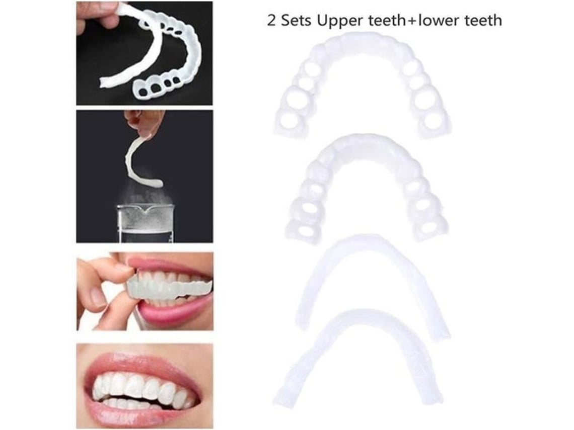 Dentes Falsos Cobrem Aparelho Falso Superior E Inferior Dentaduras Brancas Para Um Sorriso Bonito*