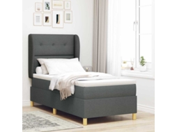 Vidaxl Cama Box Com Cabeceira Manual Cinza Escuro 200 X 80 Cm Tecido