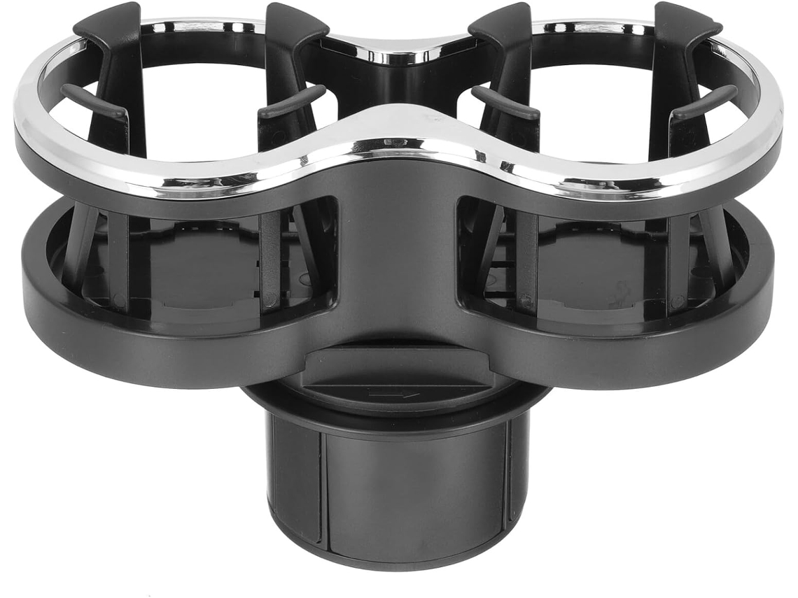 Suporte extensível Duplo para copos de carrinho em ABS preto, porta-copos prático.