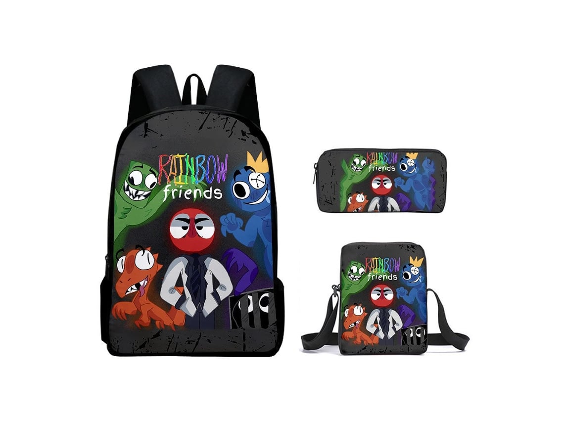 Conjunto De Mochila Infantil Com Estampa De Arco-íris E Três Peças: Mochila, Mochila De Refeição A Tiracolo E Estojo, Modelo W