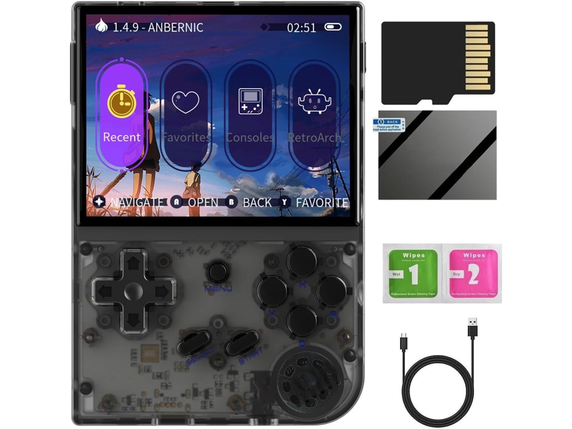 Console Portátil Retrô com Mais de 5.500 Títulos Clássicos, Tela Ips de 3,5 Polegadas, 64gb AQUAFORGE