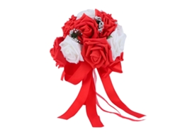 Buquê Artificial de Noiva Flores Pe para Decoração de Casamento Palco Escritório Lar Vermelho Brilhante