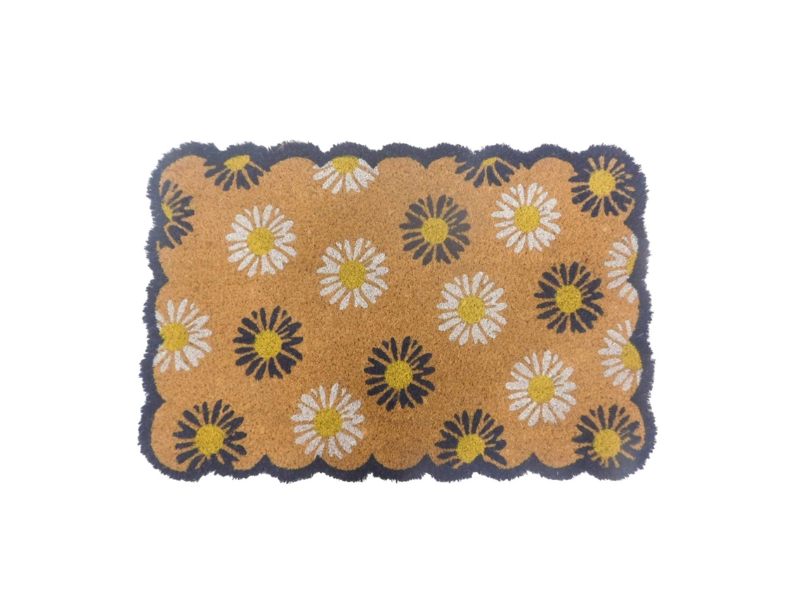 Tapete De Coco Com Estampa Botânica E Base Antiderrapante 60x40 Cm