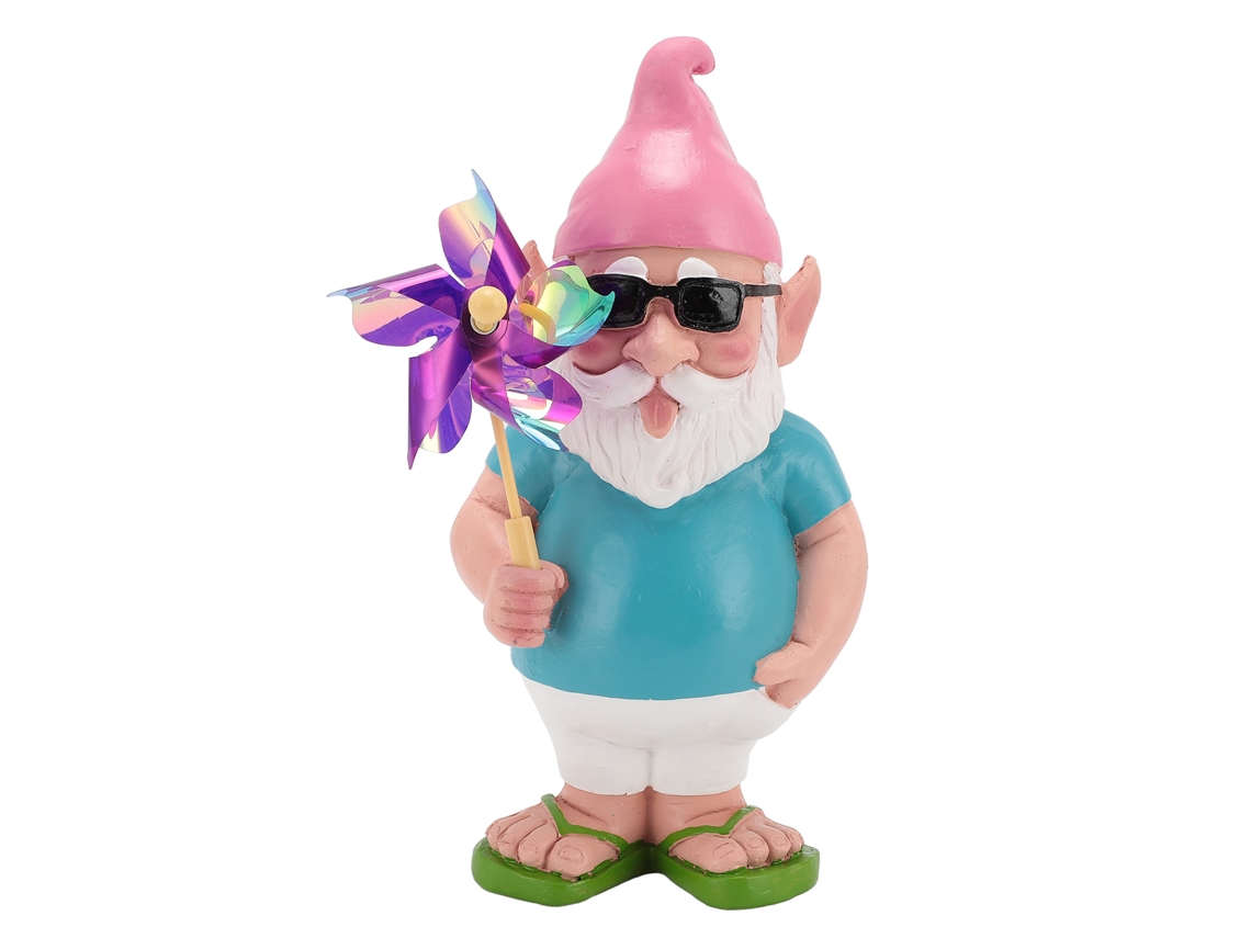 Estátua De Gnome Com Moinho De Vento Jardim Decorativo