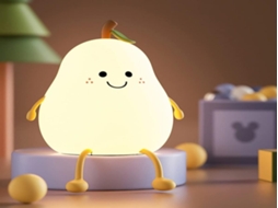 Luminária noturna Lurelia em formato de pera com base de silicone, recarregável via USB, com sensor de toque e temporizador para bebês e crianças.