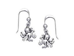 Dive Silver Octopus Long Hook Earring