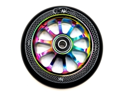 Roda Nokaic Snake 110mm para Scooter Trotinete Freestyle, Borracha Preta, Raio Rainbow