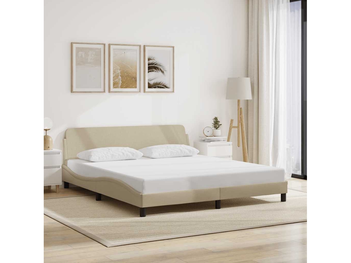 Vidaxl Estrutura de Cama Dover 180x200 Cm Tecido Cor Creme
