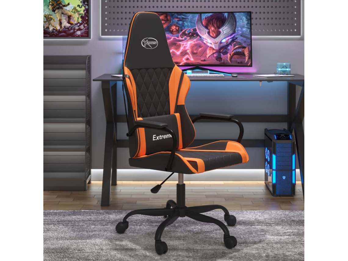 Vidaxl Cadeira Gaming Couro Artificial Preto E Laranja