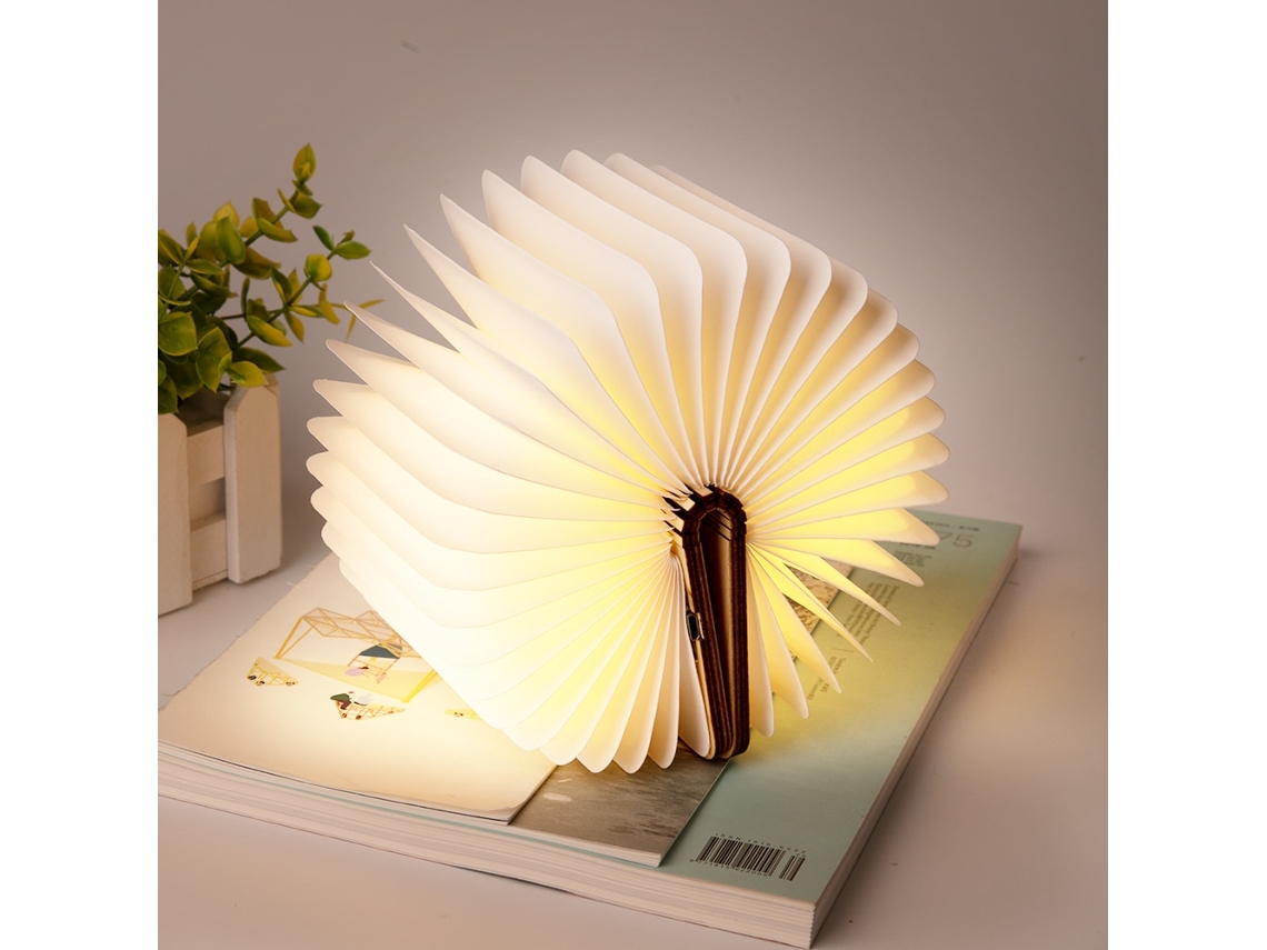 Candeeiro de Mesa Portátil Usb Recarregável Led Magnético Dobrável para Livros de Madeira com Luz Noturna para Decoração de Casa
