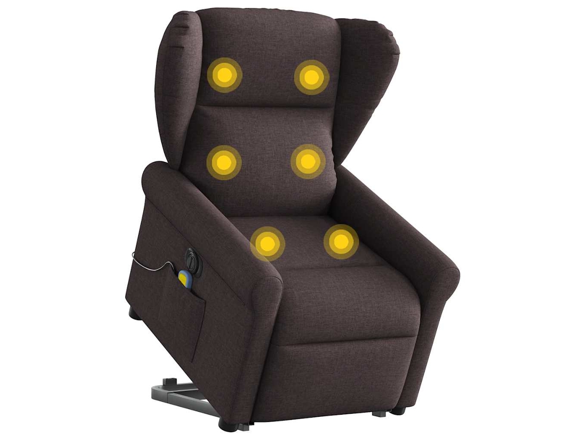 Vidaxl Poltrona Elétrica Elevatória Massagens Tecido Castanho-escuro