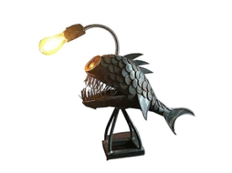 Lâmpada De Peixe Anzol, Recarregável Via Usb, Metal, Artesanal, Decoração Para Sala De Estar. Sygo