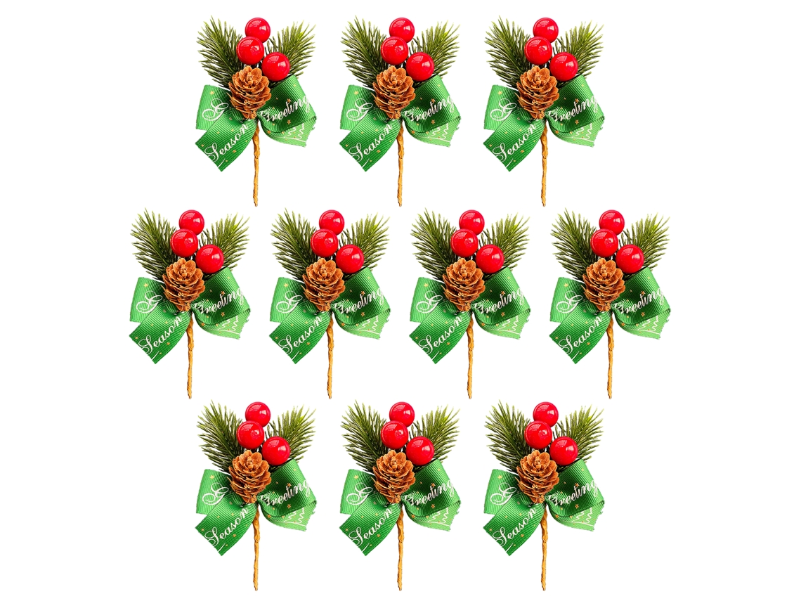 10 Ramilletes Decorativos De Natal 10cm Em Plástico