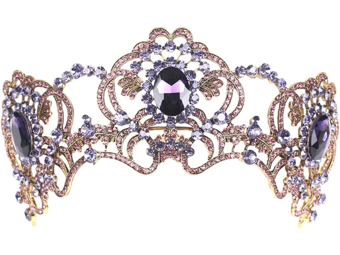 Tiara De Ametista Com Coroa Para Casamento, Festa E Concurso De Beleza - Acessório Chique E Brilhante