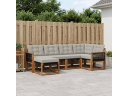 Vidaxl Conjunto De Sofás Para Exterior 6 Pcs Natural E Cinzento-claro