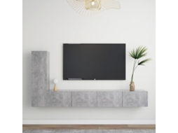 Vidaxl 3 Pcs Conjunto Móveis de Tv Derivados Madeira Cinzento Cimento
