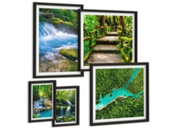 Galeria De Pinturas Murais Paisagens, Praia, Penhascos, Cidade Moldura Preta Imagens Para Um Quarto Infantil Espelharte (conjunto De 5 Imagens)