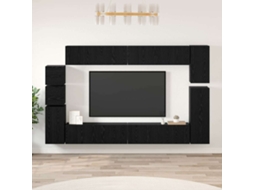 Vidaxl Conjunto De Móvel De Tv 9 Pcs Carvalho Preto Madeira Processada