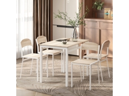 Conjunto De Jantar 5 Peças: Mesa Retangular Em Mdf E Metal, Cinza E Branco, Com 4 Cadeiras
