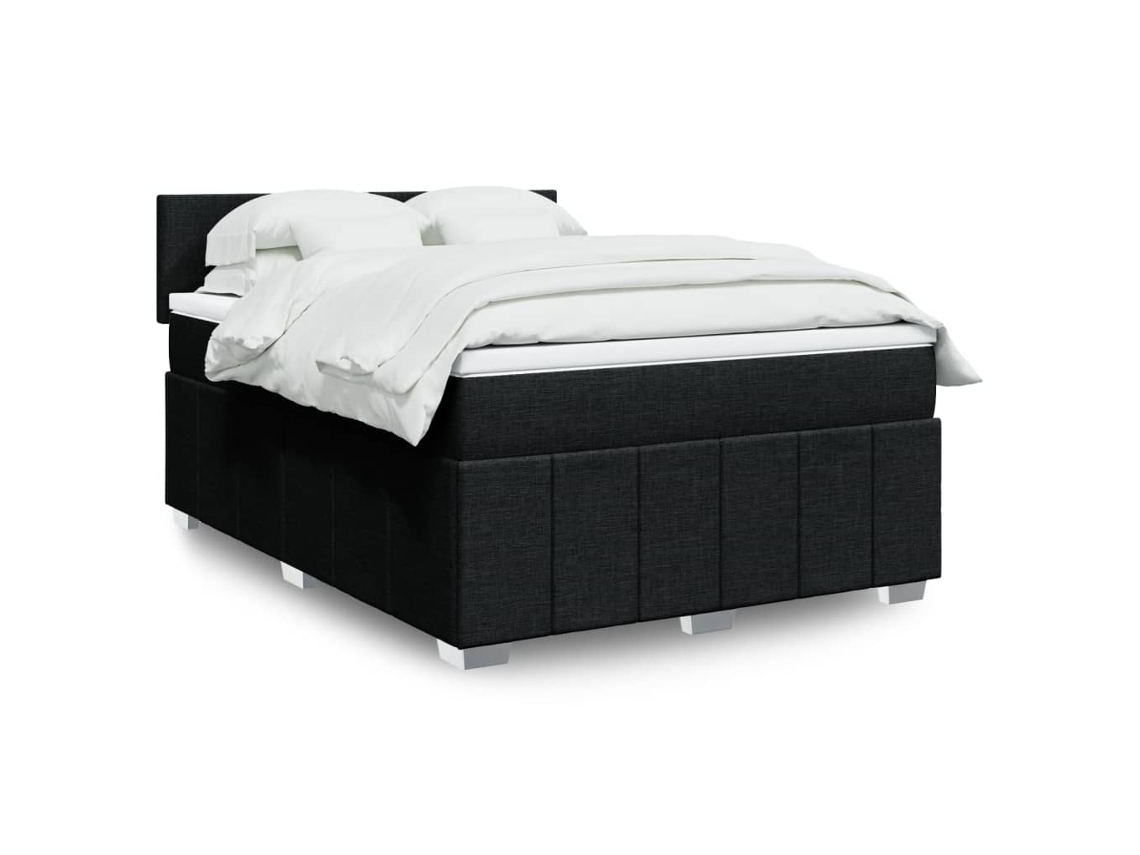 Vidaxl Cama Com Molas/colchão 140x190 Cm Tecido Preto