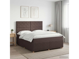 Vidaxl Cama Box Spring Com Colchão Marrom Escuro 180 X 200 Cm Tecido