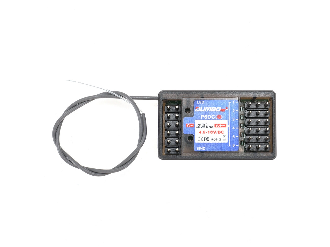 Receptor Rc Dumborc P6dc de 2,4 Ghz e 6 Canais com Giroscópio para Transmissores de Rádio Rc X4, X5 e X6. MDUG (g)