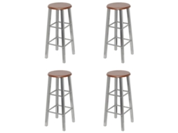 Vidaxl Bancos De Bar 4 Pcs Mdf Prateado E Castanho