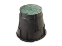 Caixa redonda RAIN BIRD HDPE VB7RND Ø 22,9cm Altura 25cm Caixa retangular RAIN BIRD série VB. 2 aberturas laterais.