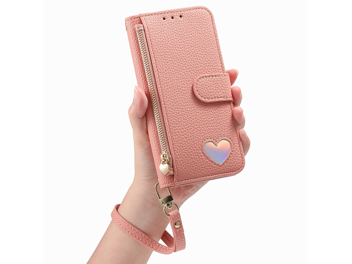 Capa Chrui Para Samsung Galaxy S26 Plus, Modelo Carteira Com Aba Transversal, Design De Coração (compatível, Rosa)