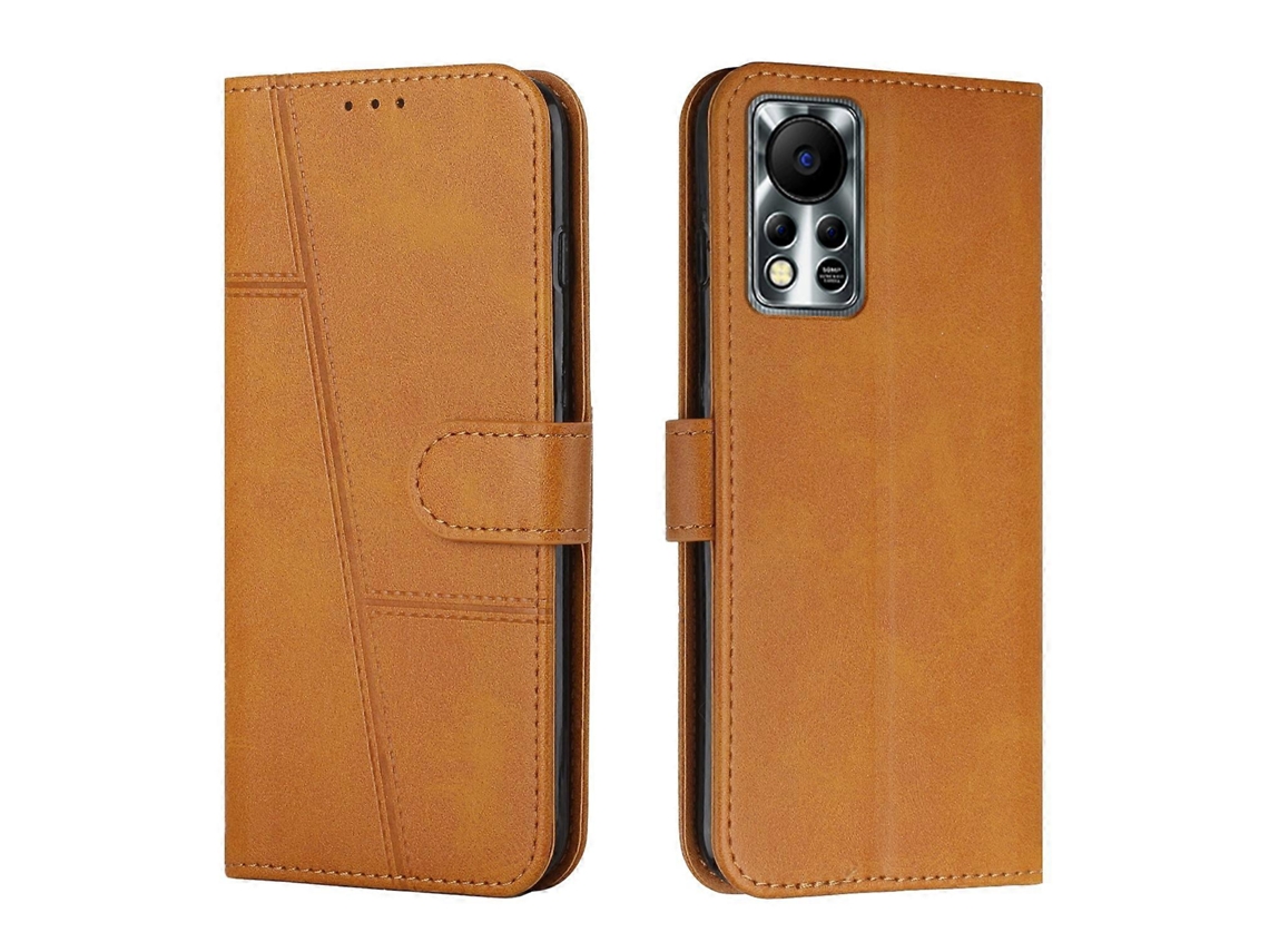 Capa De Couro Com Fivela E Textura De Bezerro Com Costura Nfc Para Infinix Hot 11s