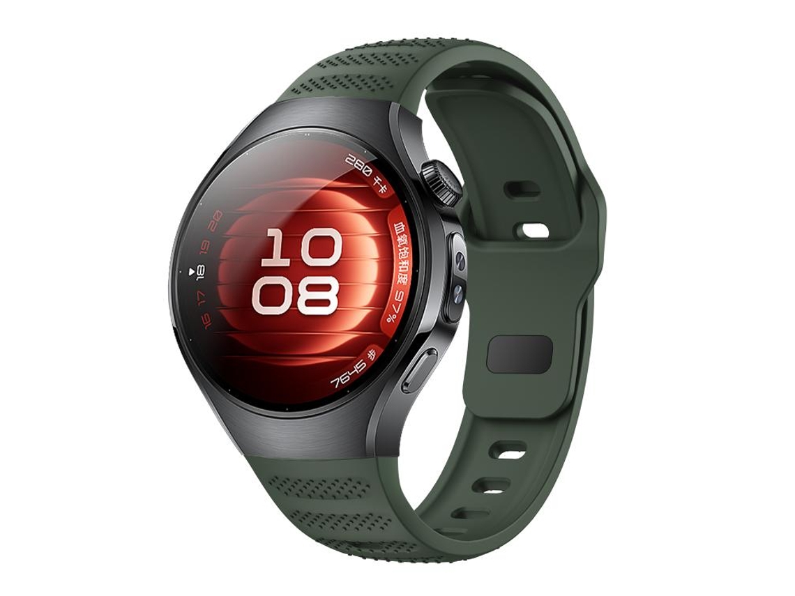 Bracelete Para Huawei Watch 5 (42mm) - Silicone - Textura De Bolinhas - Fivela Reversa Verde
