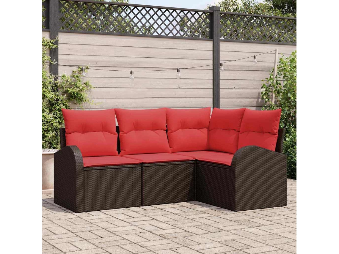 Vidaxl Conjunto de Sofá de Jardim Castanho Vime Pe