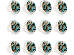 Puxadores E Botões Redondos Para Gavetas Armários, Conjunto De 12 Peças, Ondas Abstratas Em Azul E Preto, Puxadores Para
