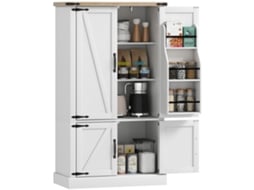 Aparador de Cozinha VISTA, 4 Portas, 6 Prateleiras para Temperos, Branco, 76,3x40x136cm