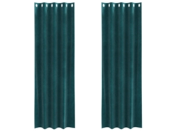 Conjunto 2 Cortinas Opacas Vidaxl Verde Veludo (140 X 260 Cm)