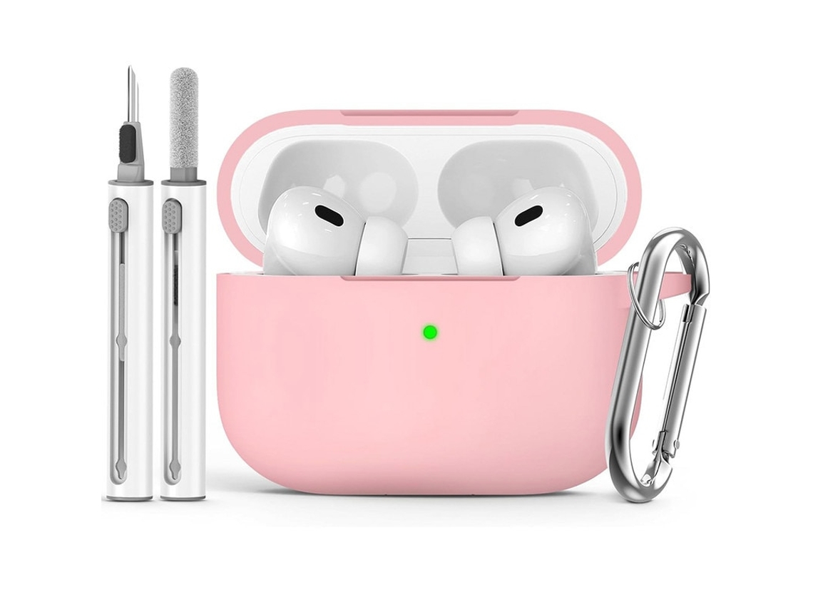 Capa Zruxe Para Airpods Pro 2/1 Silicone Macio Rosa (kit De Limpeza Incluído)