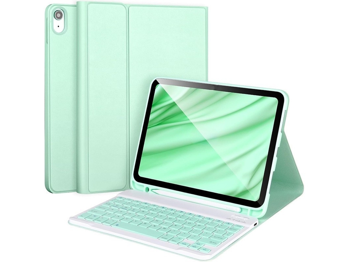 Capa Com Teclado Bluetooth Em Couro Compatível Com Ipad Pro 11 2022/2021/2018 Com Tela Cheia De 11 Polegadas, Mouse, Cor Verde
