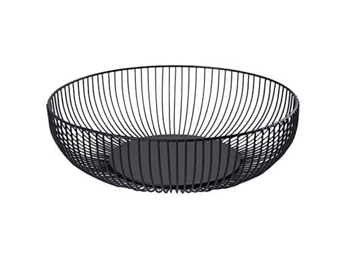 Cesta De Frutas De Arame Preto Para Cozinha, Sala E Escritório - Decoração Central Grande