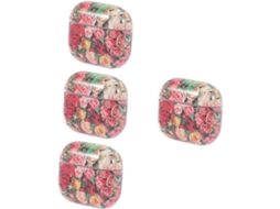 Estojo para Fones de Ouvido com Estampa Floral Vintage de 4 Peças, Compatível com Fones de Ouvido Elegantes. SFUSHOS