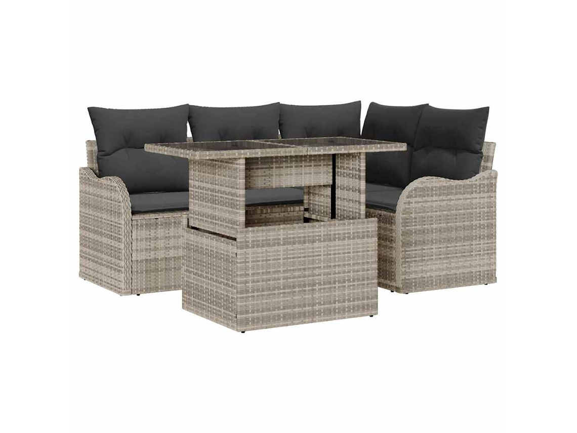 Maison Exclusive - Conjunto De Sofá De Jardim Com Almofada 5 Pcs Cinzento-claro