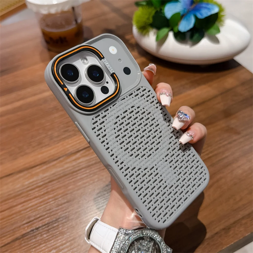 Capa Magnética Para Iphone 12 Pro (cinza) Com Suporte De Resfriamento E Acabamento Fosco.