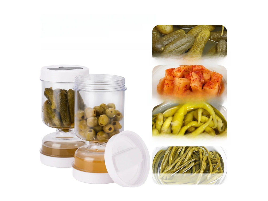 Conjunto de Colher para Mostarda Olive com Escorredor e Recipiente Hermético para Armazenamento de Alimentos. MDUG