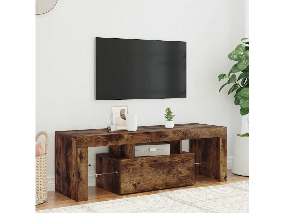 Vidaxl Móvel De Tv Com Luzes Led 120x35x40 Cm Carvalho Fumado