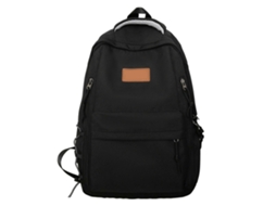 Mochila Escolar Versátil Com Amplo Espaço Para O Dia A Dia, Cor Sólida Japonesa, Grande Capacidade, Preta.