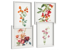 Conjunto De Pinturas Flores Retrô De Cidades Do Mundo Moldura Branca Imagens Para Um Quarto Infantil Espelharte (conjunto De 4 Imagens)