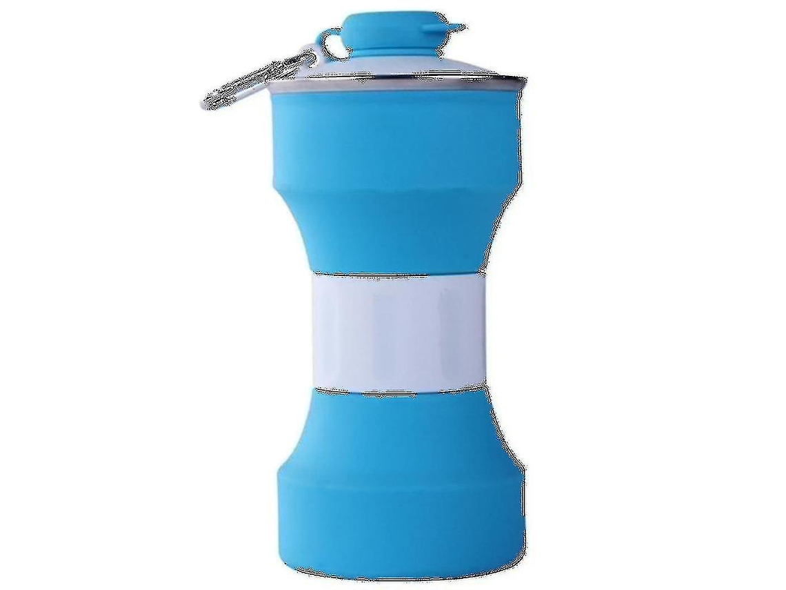 Garrafa de água esportiva dobrável de 650ml, copo retrátil, caneca prática, azul Brilvibera