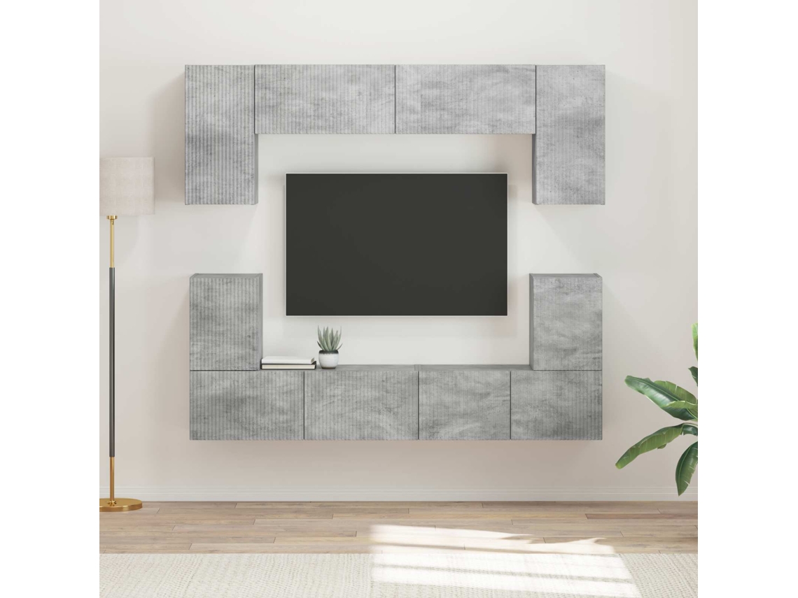 Vidaxl Conjunto De Móvel De Tv 5 Unid. Cinzento Derivados De Madeira