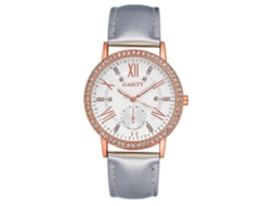 Reloj De Cuarzo Analógico Con Correa De Pu Y Piedras Strass Clásico Gaiety (plata)