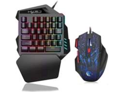 Kit Gamer Com Teclado E Mouse, Teclado E Mouse Para Ps4, Mini Teclado Gamer De 35 Teclas Com Iluminação Rgb Para Jogos Aquaforge